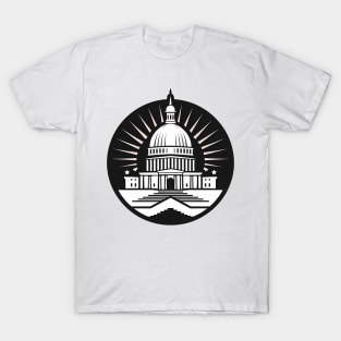 Black and White Capitol Building Emblem T-Shirt